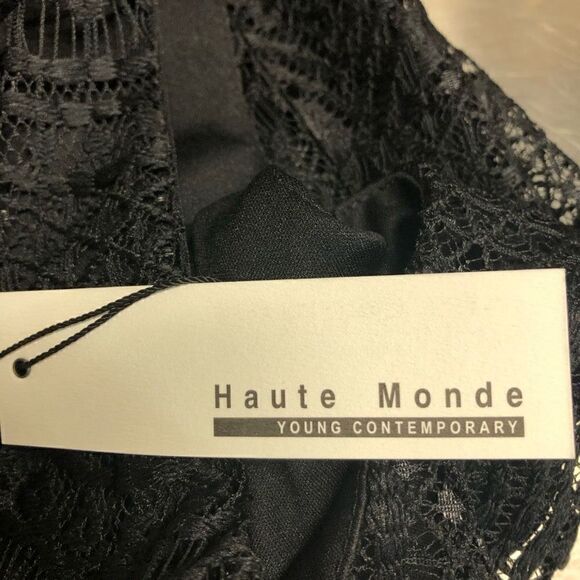 Haute Monde Size Large (L) NWT Black Lace Mock Turtle Neck Blouse - Picture 3 of 5